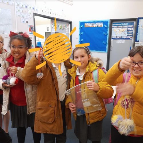 Making Pom Poms at Sewing Club