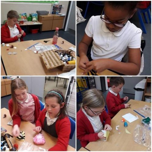 Making pincushions and beanbag animals in Sewing Club